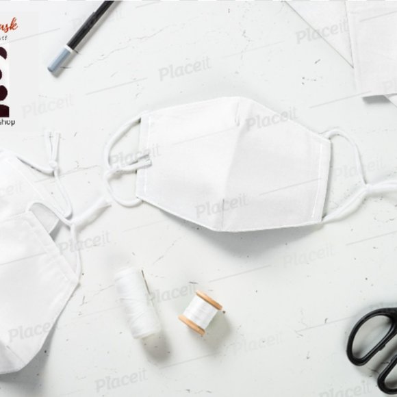 3 Pack Linen Face Masks Black, Navy and White - Picture 4 of 11